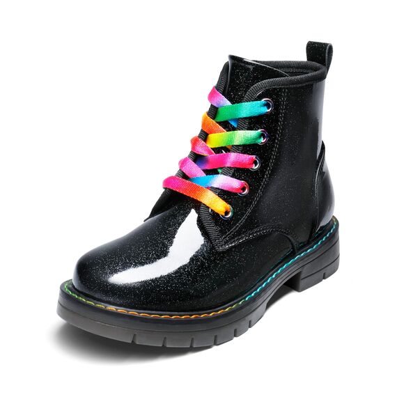 DREAM PAIRS Jungen Mädchen Stiefel Klassische Stiefel für Kinder Herbst Fashion Schnürstiefel Winterstiefel mittelere Stiefel,Size 37.5,Schwarz/Pu,SDBO2220K