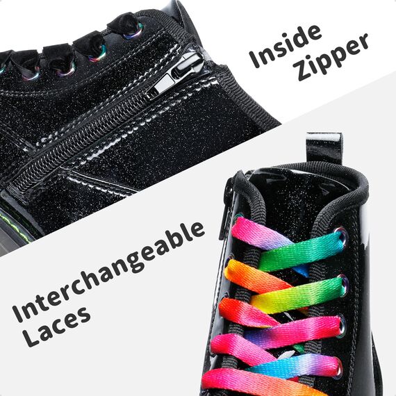 DREAM PAIRS Jungen Mädchen Stiefel Klassische Stiefel für Kinder Herbst Fashion Schnürstiefel Winterstiefel mittelere Stiefel,Size 26.5,Schwarz/Pu,SDBO2220K