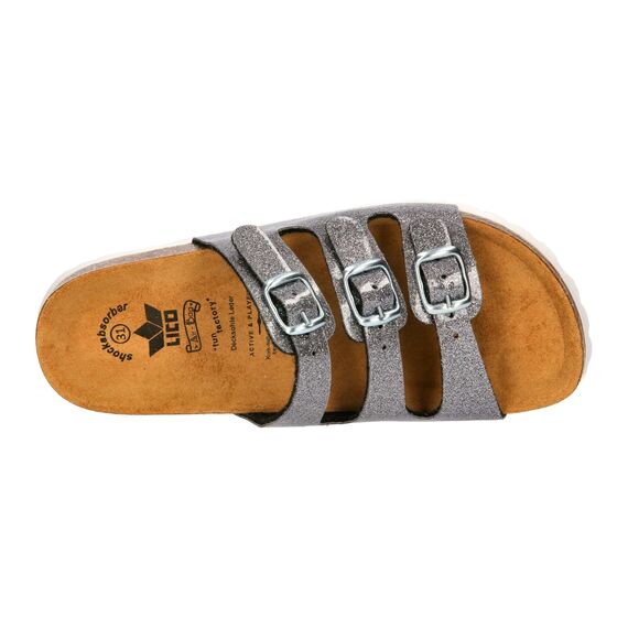 Lico Mädchen Bioline Kids Glitter Hausschuh, silber, 33 EU