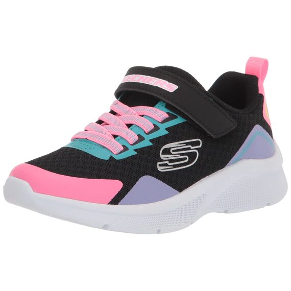 Skechers Mädchen Microspec Bright Retros Sneaker, Black Synthetic Multi Trim, 35.5 EU