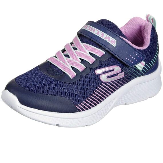 Skechers Mädchen Microspec Sneaker, Navy Mesh Lavender & Mint Trim, 28 EU