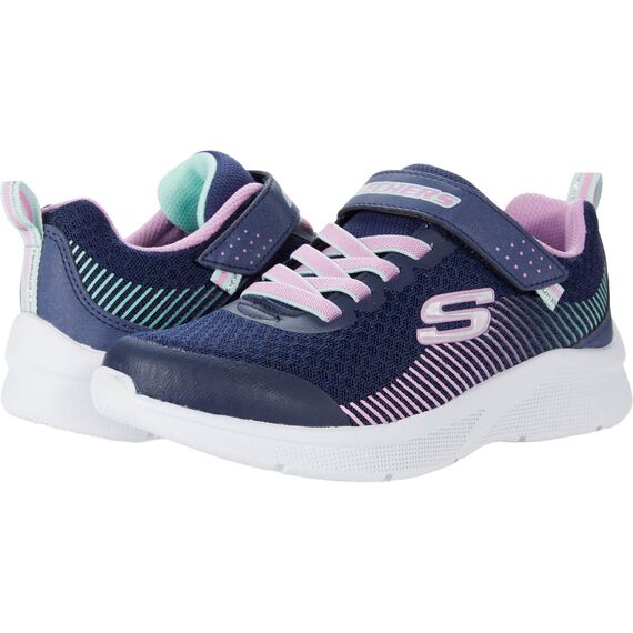 Skechers Mädchen Microspec Sneaker, Navy Mesh Lavender & Mint Trim, 32 EU