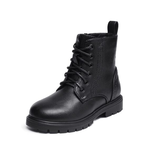 DREAM PAIRS Jungen Mädchen Stiefel Klassische Stiefel für Kinder Herbst Fashion Schnürstiefel Winterstiefel mittelere Stiefel,Size 26.5,Schwarz/Pu,KBO211