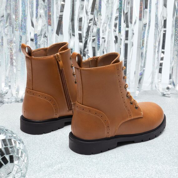 DREAM PAIRS Jungen Mädchen Stiefel Klassische Stiefel für Kinder Herbst Fashion Schnürstiefel Winterstiefel mittelere Stiefel,Size 30,Kamel,KBO211