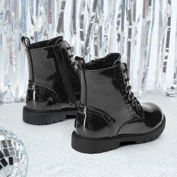 DREAM PAIRS Jungen Mädchen Stiefel Klassische Stiefel für Kinder Herbst Fashion Schnürstiefel Winterstiefel mittelere Stiefel,Size 31,Alles Schwarz,KBO211