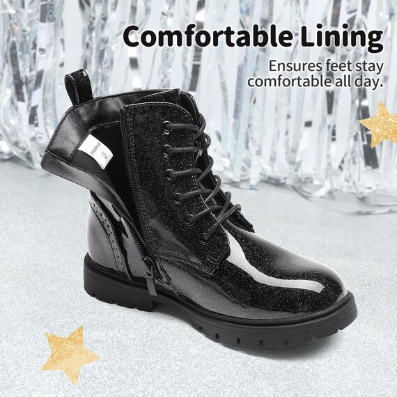 DREAM PAIRS Jungen Mädchen Stiefel Klassische Stiefel für Kinder Herbst Fashion Schnürstiefel Winterstiefel mittelere Stiefel,Size 35,Alles Schwarz,KBO211