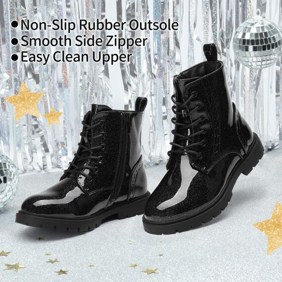 DREAM PAIRS Jungen Mädchen Stiefel Klassische Stiefel für Kinder Herbst Fashion Schnürstiefel Winterstiefel mittelere Stiefel,Size 35,Alles Schwarz,KBO211