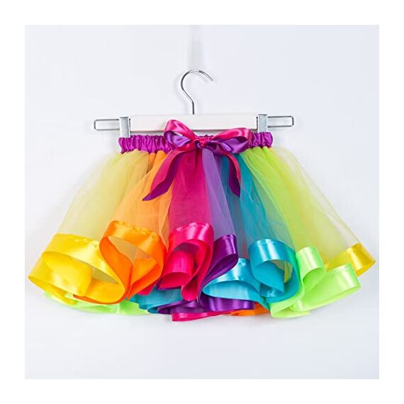 Hifot Einhorn Kostüm Prinzessin Set 2 Stück，Regenbogen Tutu Rock Mädchen Kostüm Tüllrock,Einhorn Haarreif für Mädchen für Unicorn Cosplay Kindergeburtstag Karneval