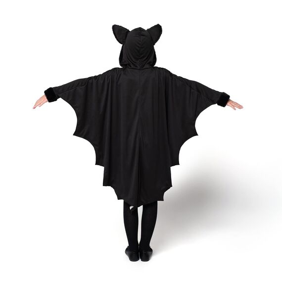 Spooktacular Creations Vampirfledermaus-Kostüm, leuchtet im Dunkeln, Mädchen-Kostüm mit schwarzen und silbernen Fledermausflügeln für Kinder, Vampirfledermaus (mittel)