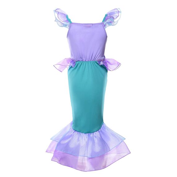 JerrisApparel Mädchen Prinzessin Meerjungfrau Kostüm Halloween Party Kleid (Lila mit Zubehör, 120)