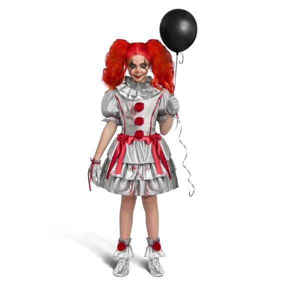 Spooktacular Creations Mädchen Clown Kostüm, Böser Clown Kleid, Gruseliger Narr Kostüm für Mädchen Halloween Dress Up, Rollenspiel, Cosplay Party-L