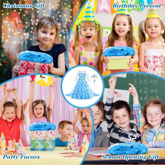 ACWOO LED Leuchtend Prinzessin Kleid, Kostüm Mädchen, Kleid Kinder Set mit Krone Zauberstab, Kostüm Accessoires für Weihnachten Verkleidung Karneval Halloween