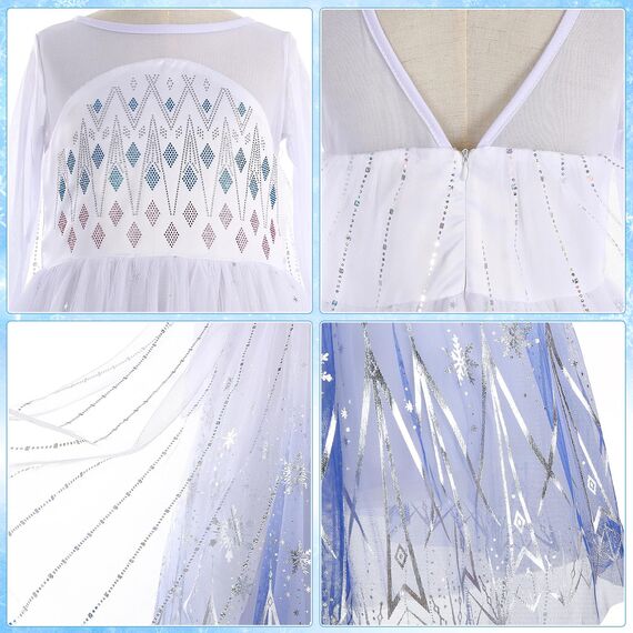G.C LED Leuchtend Prinzessin Kleid Mädchen mit Perücke Krone Zauberstab Prinzessin Kostüm Verkleidung Geburtstag Weihnachten Fasching Karneval Halloween Kostüm für Kinder (110, 4-5 Jahre)