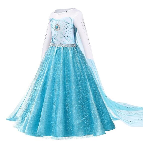 URAQT Kostüm Kinder Mädchen, 6-teiliges Set Kinder Prinzessin Kleid mit Krone Diadem Handschuhe Zauberstab usw für Weihnachten Karneval Halloween Rollenspiel(150)
