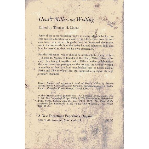 Henry Miller on Writing (New Directions Paperbook)