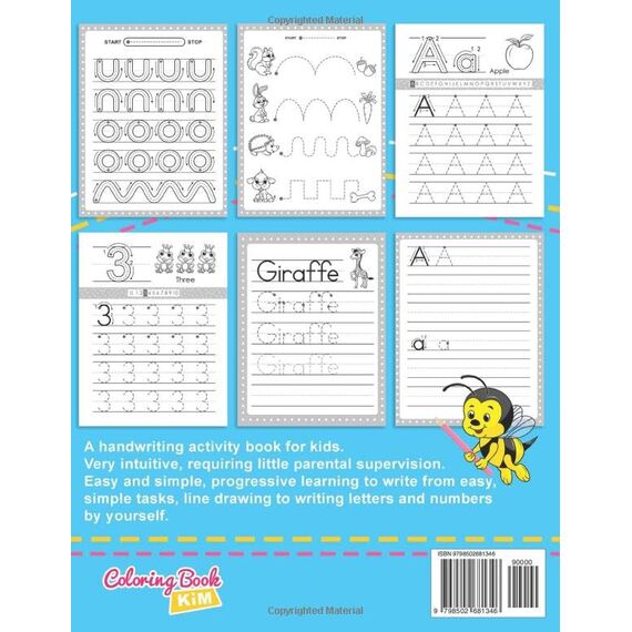 ABC Letter Tracing Practice Workbook for Kids: Learning To Write Alphabet, Numbers and Line Tracing. Handwriting Activity Book For Preschoolers, Kindergartens.