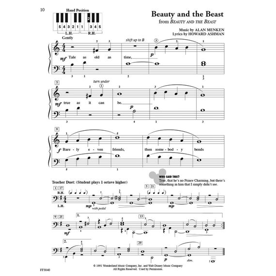PlayTime Piano Disney Level 1 Songbook mit 8 bekannten Filmmelodien | für Kinder und Einsteiger leicht arrangiert für Piano Unterricht und Übung | Disney Klavier Notenbuch für Anfänger