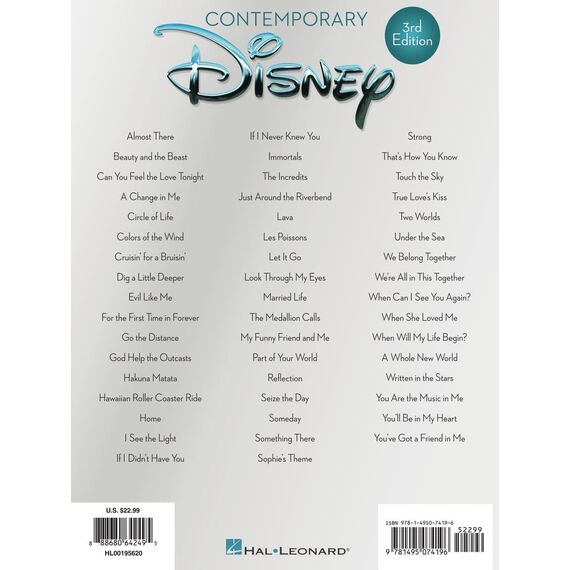 Contemporary Disney 3rd Edition Songbook für Klavier Gesang Gitarre | Disney Sheet Music Sammlung für Anfänger und Fortgeschrittene | Piano Vocal Guitar Notenbuch mit 50 beliebten Liedern