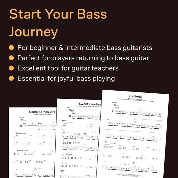 First 50 Songs You Should Play on Bass | 50 bekannte Rock Pop Funk Songs für E-Bass mit TAB und Songtexten | Bass Notenbuch für Anfänger zum Lernen Üben und Spielen im Unterricht
