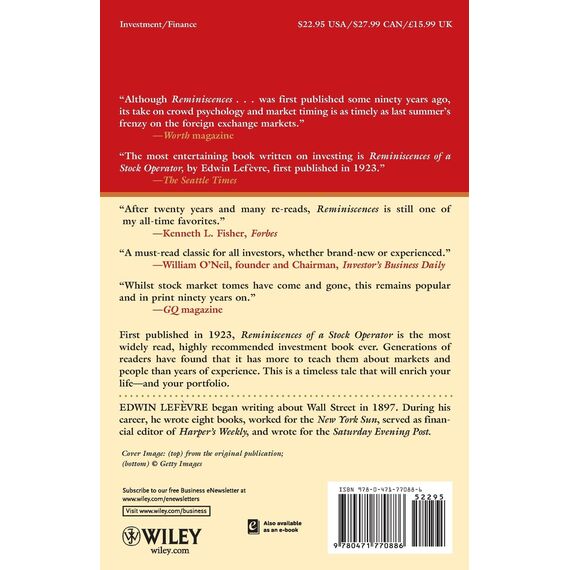 Reminiscences of a Stock Operator: Wiley Investment Classic Series