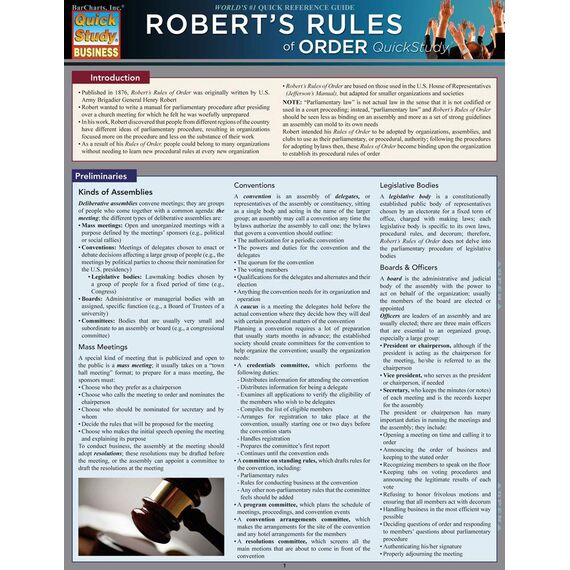 Robert's Rules Of Order: QuickStudy Laminated Reference Guide (English Edition)