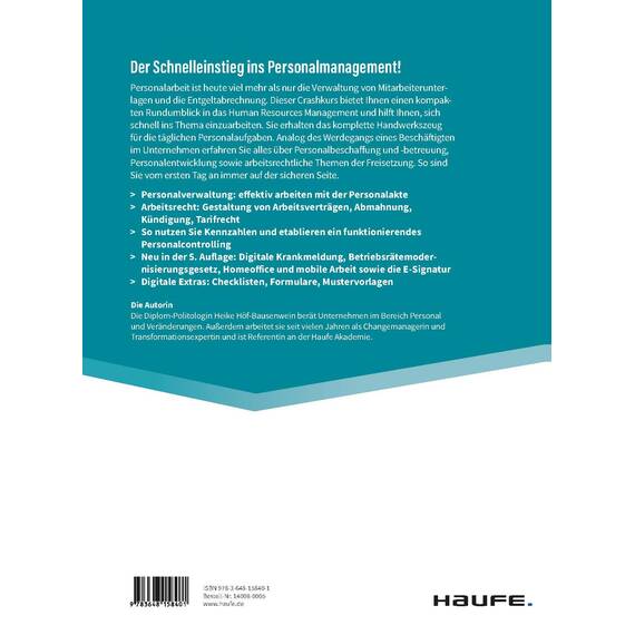 Crashkurs Personalarbeit: Vom Arbeitsvertrag bis zum Zeugnis (Haufe Fachbuch)