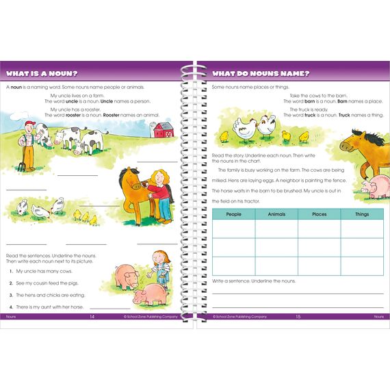 School Zone - Big Second Grade Workbook - 320 Spiral Pages, Ages 7 to 8, 2nd Grade, Word Problems, Reading Comprehension, Phonics, Math, Science, and More (Big Spiral Bound Workbooks)