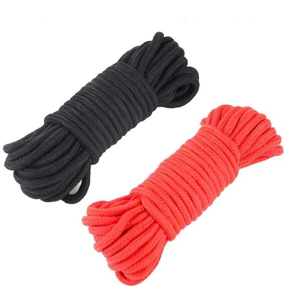 Qoosea 2 x10M Bondageseil Weich Bondage Seil, Fesselseil Sexspielzeug Bondage Set Baumwollseil Fesselspiele Bondage Requisiten für Paare Extrem Sex（Rot Schwarz）