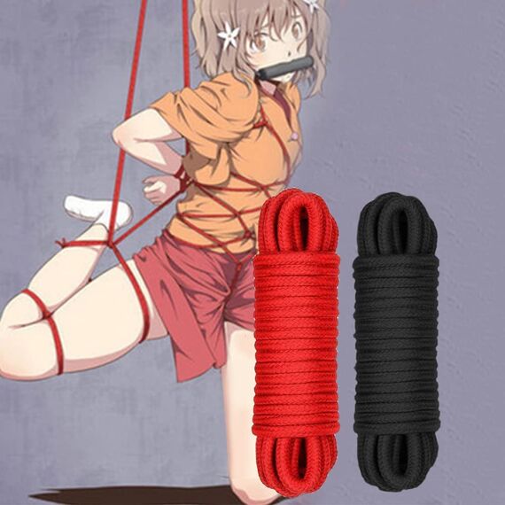 Qoosea 2 x10M Bondageseil Weich Bondage Seil, Fesselseil Sexspielzeug Bondage Set Baumwollseil Fesselspiele Bondage Requisiten für Paare Extrem Sex（Rot Schwarz）