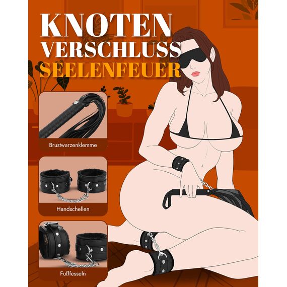 Utimi Bondage Set SM Bondage Satz mit 11 Stück Bondage Fesselset SM Sexspielzeug Für Liebhaber, Schwarz