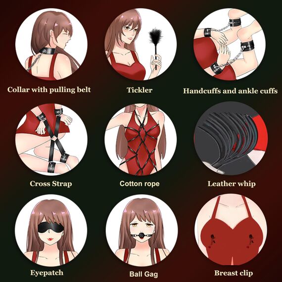 BDSM set mit 16 Stück,Keyoung Bondage-Set Federpeitsche und Augenmaske, Analplug Anal Dildo Fesseln Handschellen Fußfesseln Gefieder Nippelklemmen Fesseln Sexspielzeug Für Paare