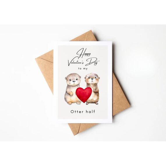 CL&MH Otter Valentinstags Karte | Otter Liebeskarte mit Spruch | Otter Geschenk | Geschenk für Partner Valentinstagskarte | Ich liebe dich Karte