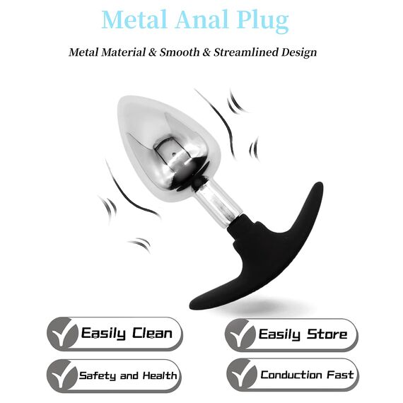 Analplug für Frauen Männer Anal Plug Set Prostata Stimulation Männer Sex Spielzeug für die Frau Metall Butt Plug T-Basis Silikon Buttplug bis Profis Sexspielzeug Analplugs für Paare, M