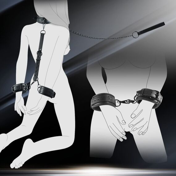 5 in 1 Bondage Fesseln Sex Set, BDSM Toys mit Halsband Handschellen Sex Bett, Augenbinde, Bondageset Fessel Frauen, Erotische Bdsms Spielzeug Hart, SM SexSpielzeug für Paare Extrem Sex