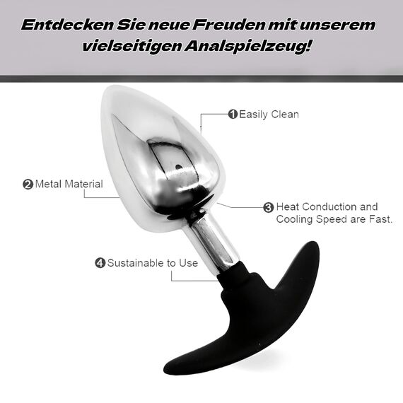 Analplug für Frauen Männer Anal Plug Set Prostata Stimulation Männer Sex Spielzeug für die Frau Metall Butt Plug T-Basis Silikon Buttplug bis Profis Sexspielzeug Analplugs für Paare, M