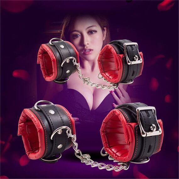 Hanyi Leder SM Handschellen Gepolstert Schwamm Erotik Handfesseln/Fußschellen Bondage Set Sexspielzeug für Damen Männer (Fußschellen)
