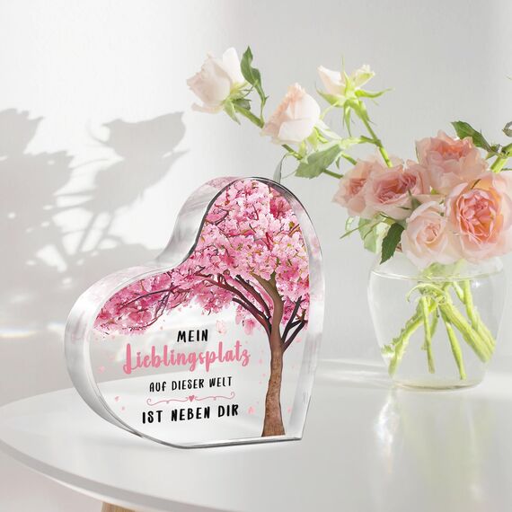 Gleevara Jahrestag Geschenk für Sie - Briefbeschwerer aus Acryl in Herzform, Valentinstagsgeschenk, Geschenk Freundin, Partner Geschenke für Frauen Girlfriend Ehefrau