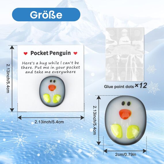 GADITIEK Pocket Penguin Hug, Taschenumarmung Niedlich Eine Taschen Pinguin Umarmung mit Ermutigend Grußkarte, Mini Geschenk Gute Besserung Geschenke Kleine Trost Geschenke für Frauen Männer (1 Stück)