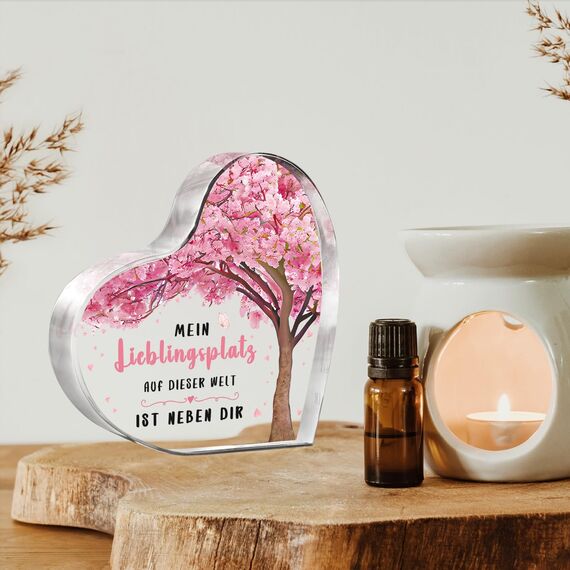 Gleevara Jahrestag Geschenk für Sie - Briefbeschwerer aus Acryl in Herzform, Valentinstagsgeschenk, Geschenk Freundin, Partner Geschenke für Frauen Girlfriend Ehefrau