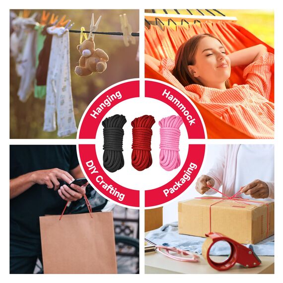 Prosixtoy Sex Bondage Seil BDSM Fesseln Seil - 3x10M Baumwollseil Sex Seil Set für BDSM Anfänger, 8MM Shibari Seile Sex Bondage Fesselungsset Fetisch SM Spiel Sexspielzeug für Frauen Paare (Rot)