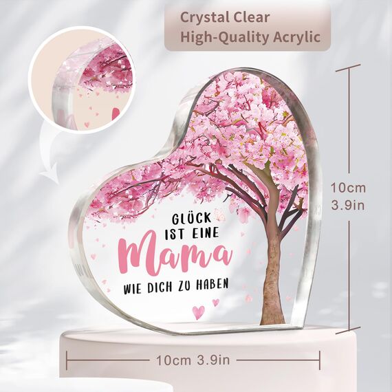 Muttertagsgeschenk, Mama Geschenk, Einzigartige Herzförmige Acryl Heimdekoration, Geschenke für Mama, Mutter Geschenke zum Geburtstag Muttertag Weihnachten, Beste Mütter Geschenk von Tochter Sohn