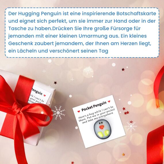 GADITIEK Pocket Penguin Hug, Taschenumarmung Niedlich Eine Taschen Pinguin Umarmung mit Ermutigend Grußkarte, Mini Geschenk Gute Besserung Geschenke Kleine Trost Geschenke für Frauen Männer (1 Stück)