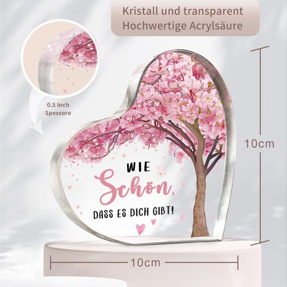 Gleevara Geburtstagsgeschenk für Frauen, Geburtstagsgeschenke für Frauen, Herzförmige Acryldeko, Geschenke für Frauen, Geschenk für Freundin, Ehefrau, Frau, Geburtstag, Wie Schön, DASS Es Dich Gibt