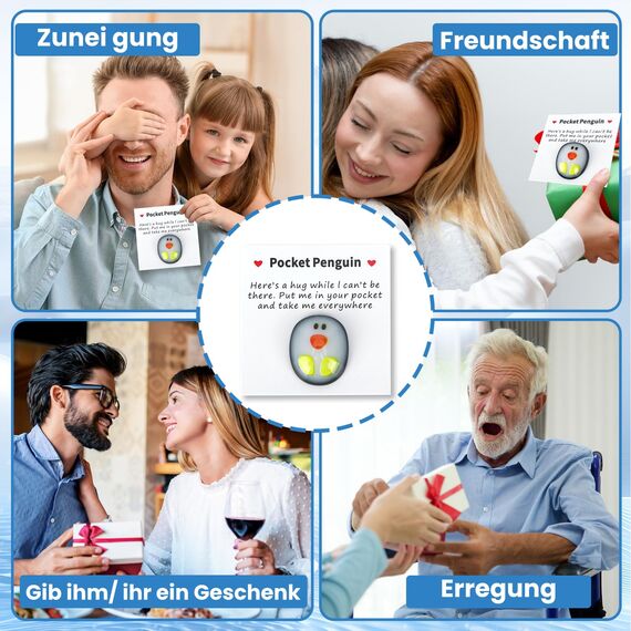 Pocket Penguin Hug, Taschenumarmung Niedlich Eine Taschen Pinguin Umarmung mit Ermutigend Grußkarte, Mini Pinguin Geschenk Gute Besserung Geschenke Kleine Trost Geschenke für Frauen Männer (8 Stück)