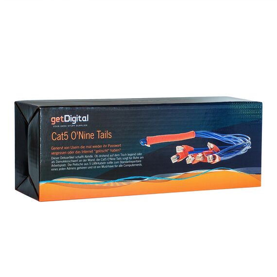 getDigital Netzwerkpeitsche CAT5 o Nine Tails | Perfektes Sysadmin-Geschenk | Ideal zum Züchtigen dummer User, mit Metallöse zum Aufhängen