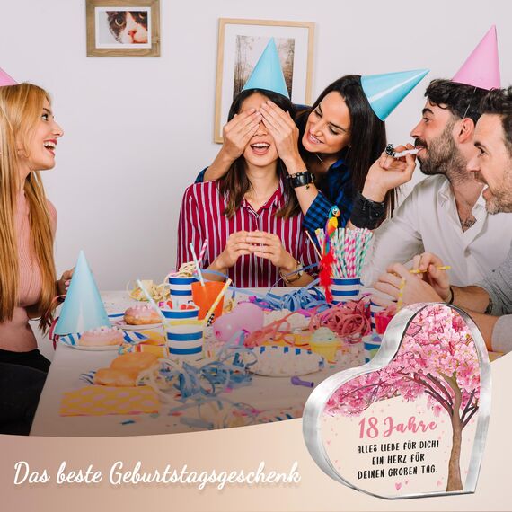 Gleevara 18. Geburtstag Mädchen, 18 Geburtstag, Acryl Dekoration Briefbeschwerer Geschenk, Weihnachten, Geschenke zum 18, Beste Freundin Schwester Tochter Sohn Enkelin, Deko Mädchen Feier