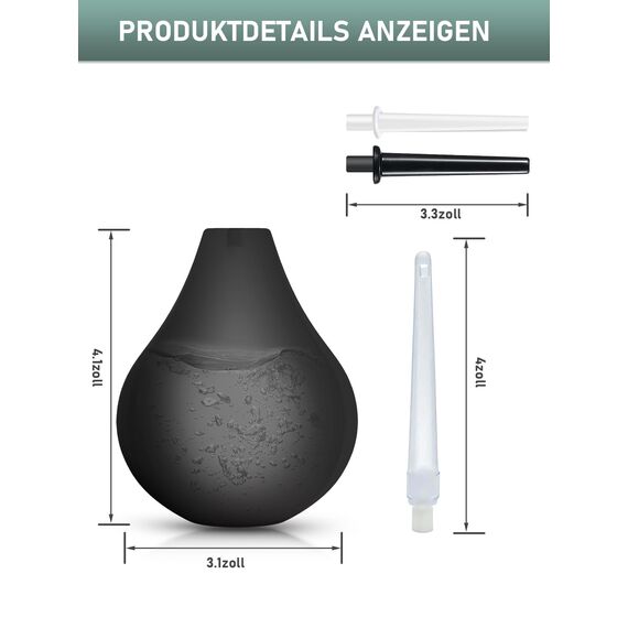 PropoDusche Analdusche mit 3 Schläuchen - Irrigator Darmspülung 224ML, Po Dusche Kompakt und Tragbar, Anal Dusche für Männer & Frauen, Einlaufgerät Darmreinigung Alltag & Reisen (Schwarz)