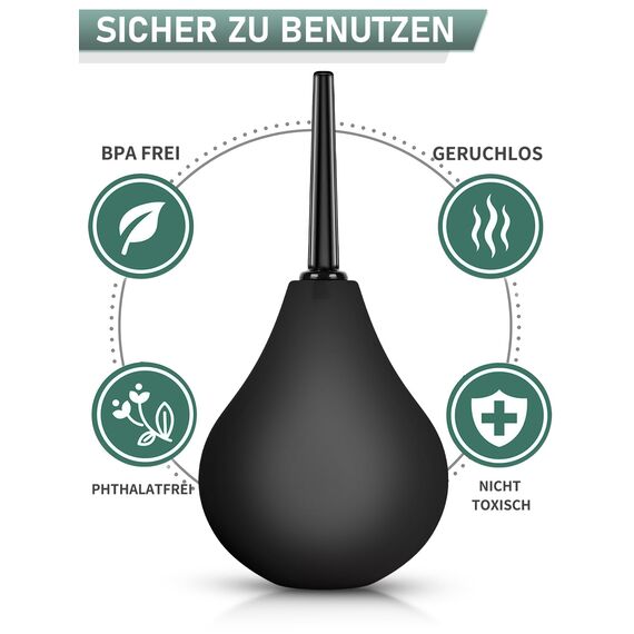 PropoDusche Analdusche mit 3 Schläuchen - Irrigator Darmspülung 224ML, Po Dusche Kompakt und Tragbar, Anal Dusche für Männer & Frauen, Einlaufgerät Darmreinigung Alltag & Reisen (Schwarz)