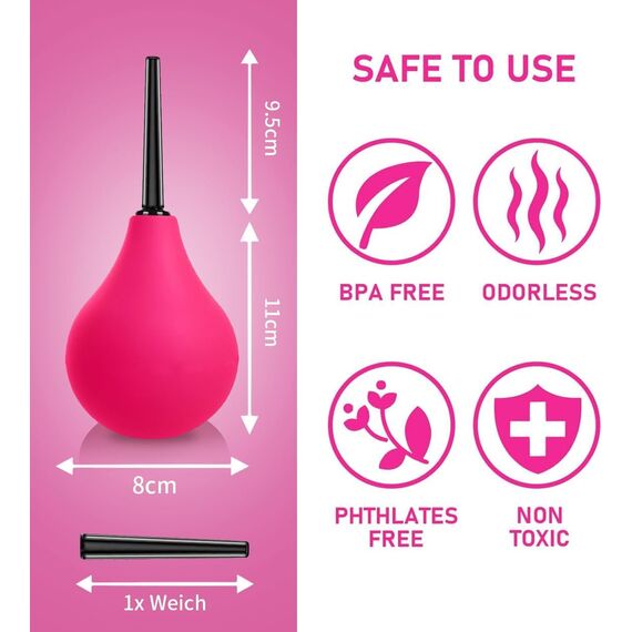 PropoDusche Analdusche mit 3 Schläuchen - Irrigator Darmspülung 224ML, Po Dusche Kompakt und Tragbar, Anal Dusche für Männer & Frauen, Einlaufgerät Darmreinigung Alltag & Reisen（Rot）