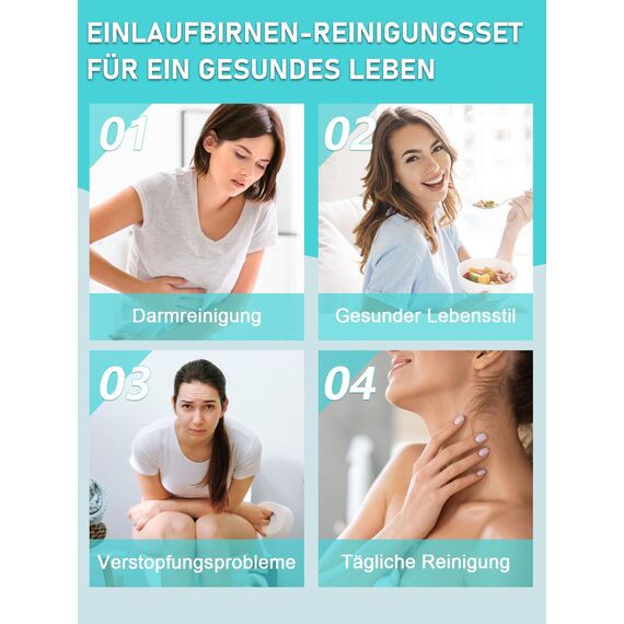 Einlauf zur Darmreinigung 224ML, Po Dusche Irrigator Darmspülung • Intimdusche zur Analdusche und Vaginaldusche für Herr&frau mit 3 x Abnehmbare, Komfortable, Schlanke Duschkopf-Düsen（Blau）